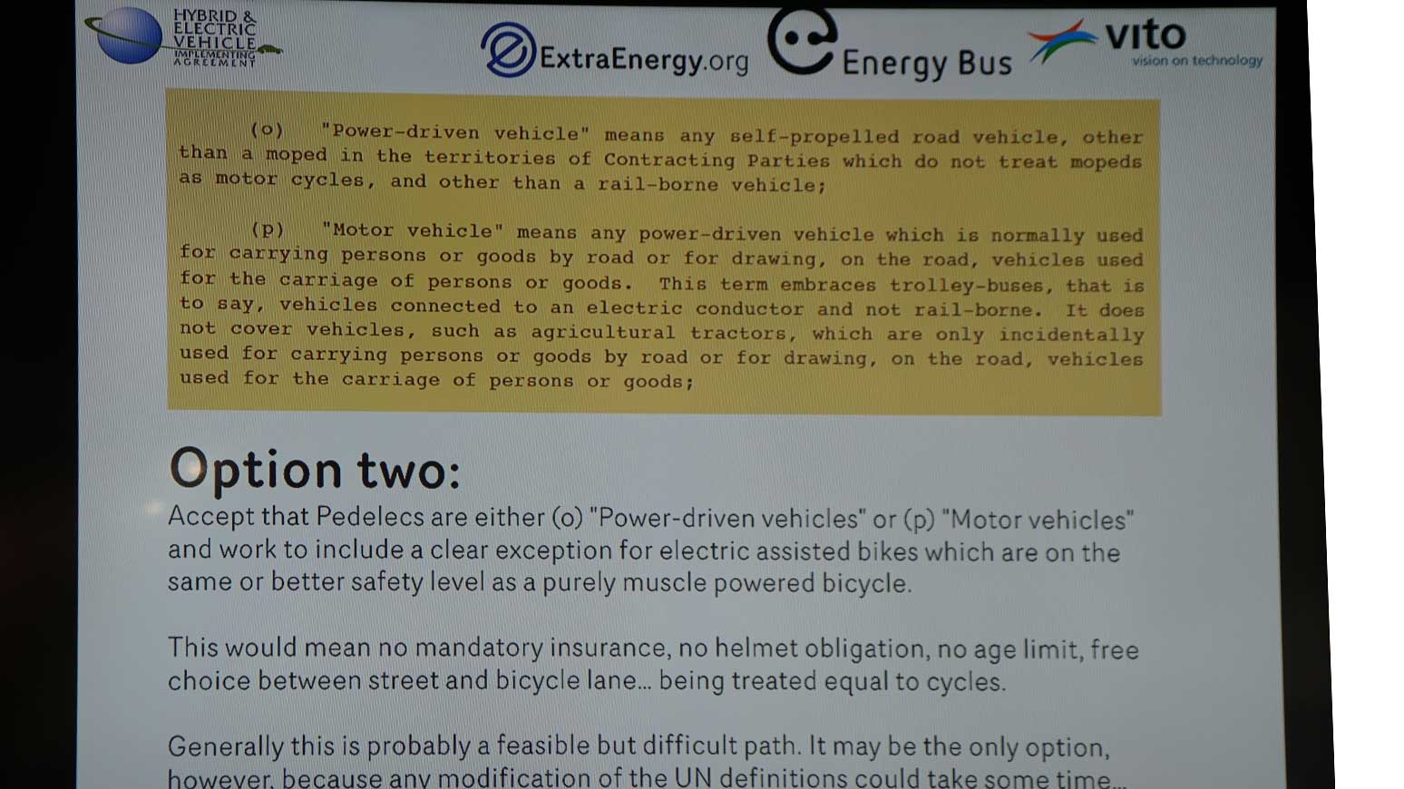 Zur Änderung der Fahrrad-Definition hat ExtraEnergy 3 Optionen verfasst.